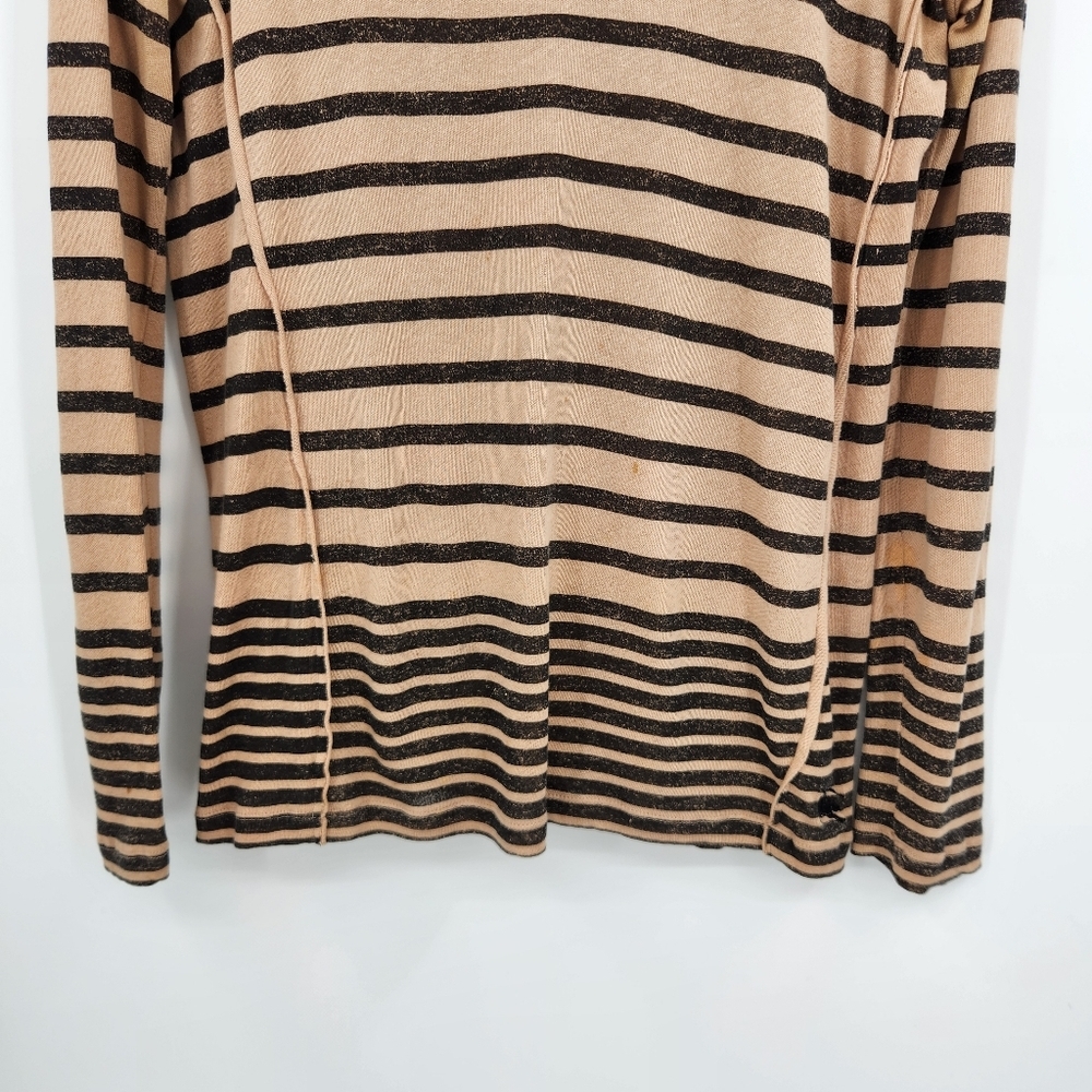 Burberry Brit Long Sleeve Striped Knit Top Womens Size Large Tan Black - Picture 4 of 9